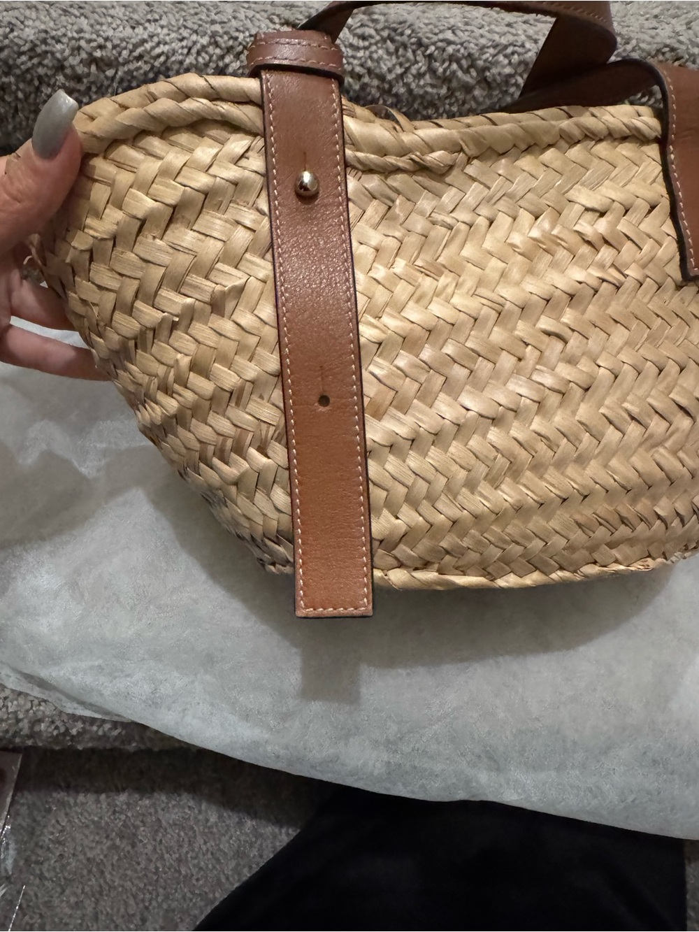 LOEWE Raffia Small Basket Bag Pre-Owned - Picture 15 of 17